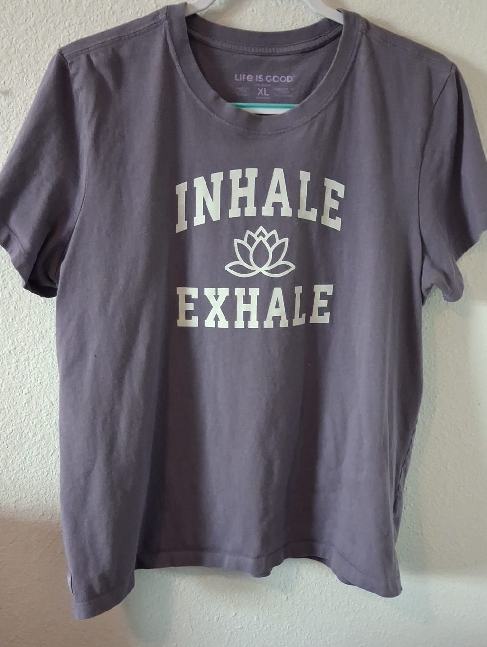 Life Is Good  Dusty Purple Graphic 'Inhale Exhale' Lotus Tee Womens XL